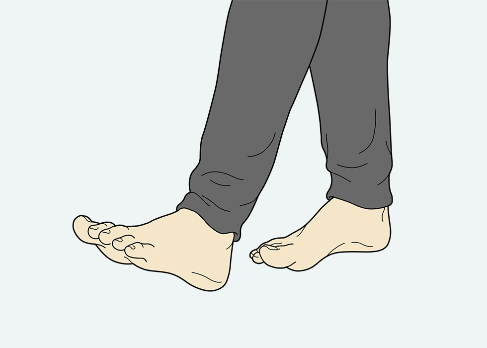Person moving their front foot so only the heel is touching the floor.