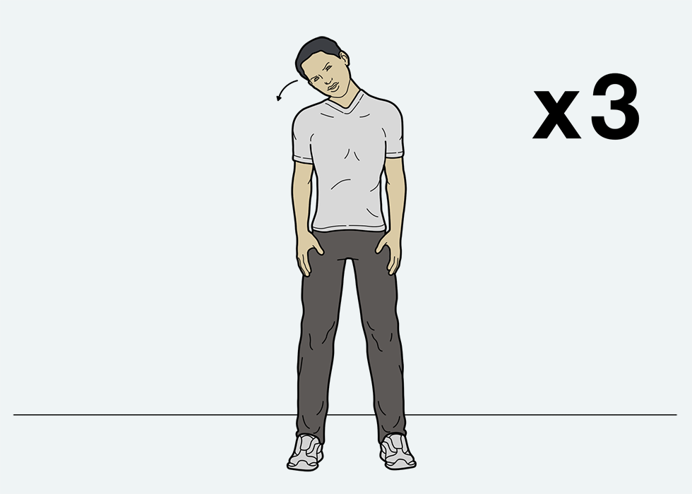 Person tilting their head side to side.