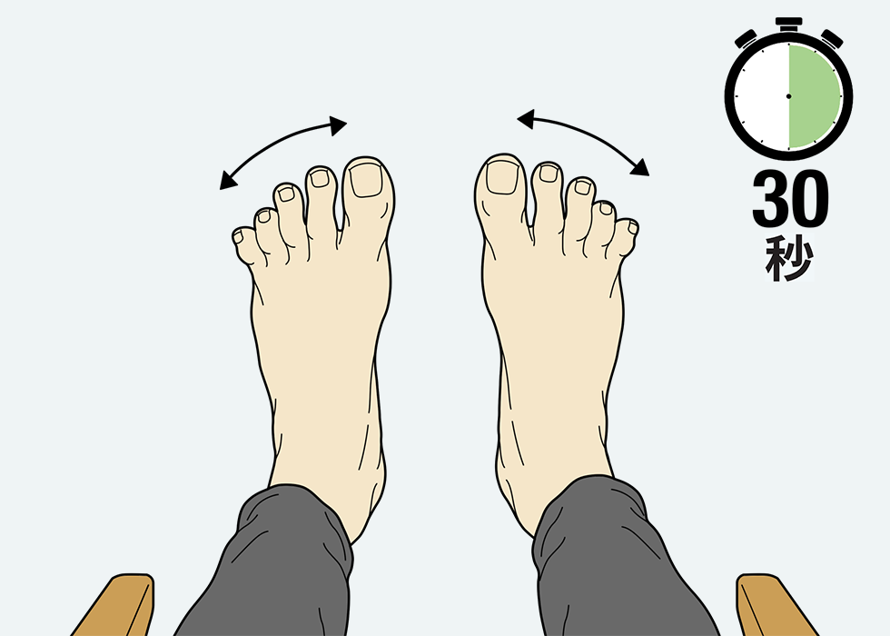 一個人在做脚趾向外伸开的動作。
