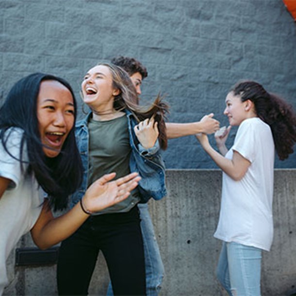 A group of teenagers having fun